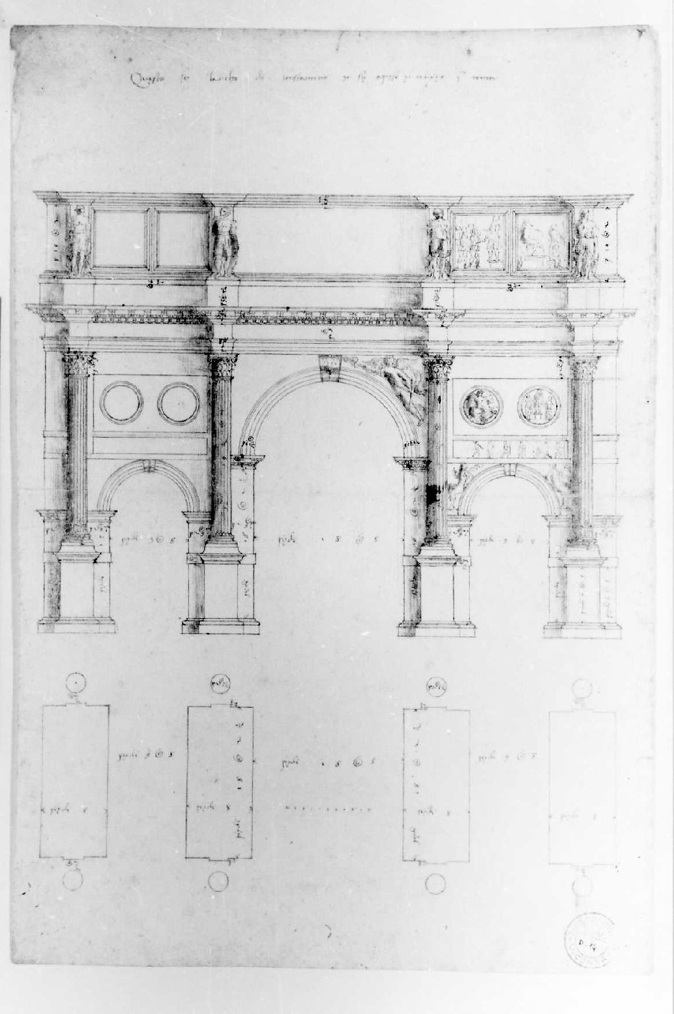 arco trionfale (disegno) di Palladio Andrea (sec. XVI)