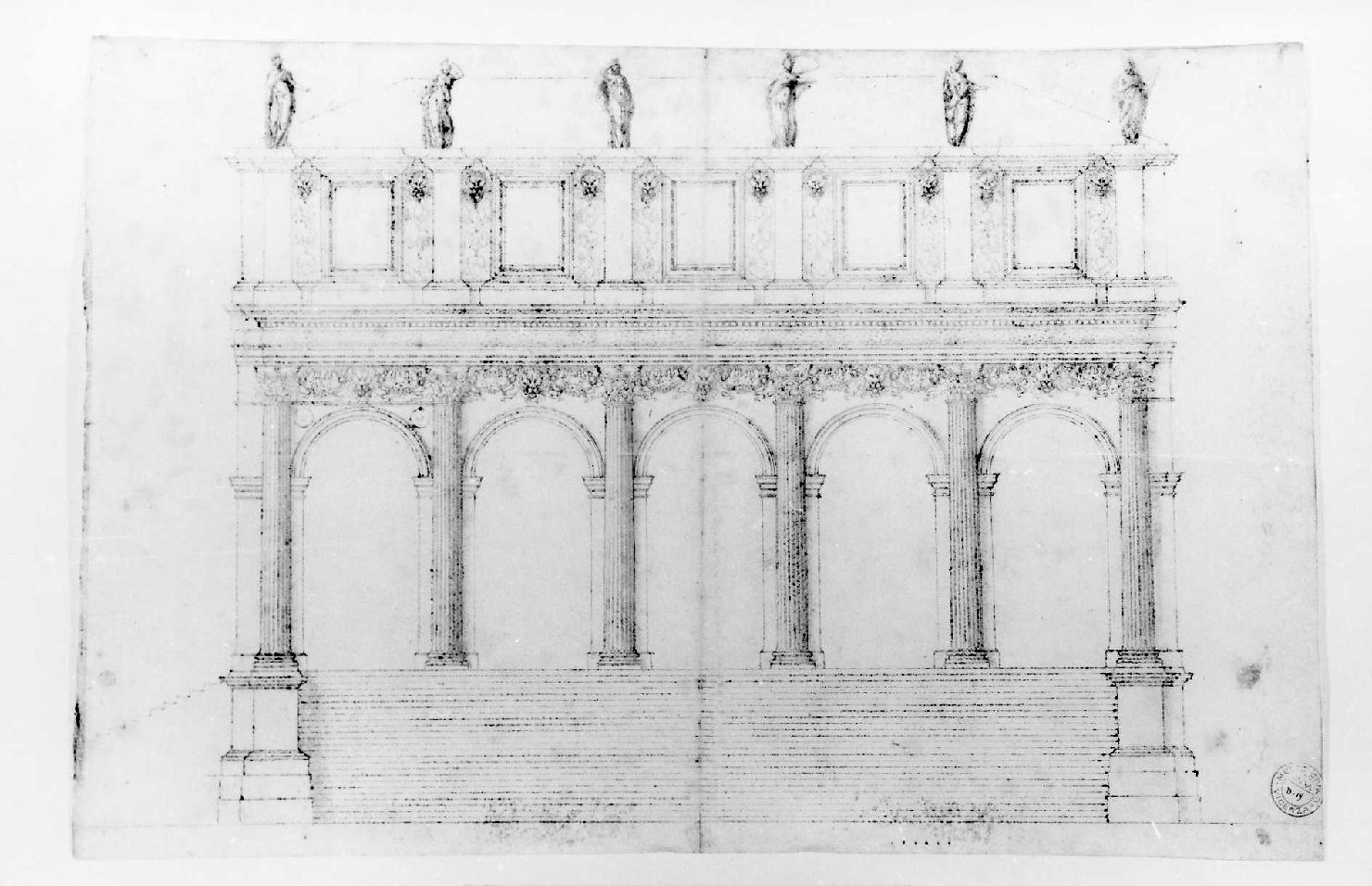 prospetto di edificio (disegno) di Palladio Andrea, India Bernardino (sec. XVI)