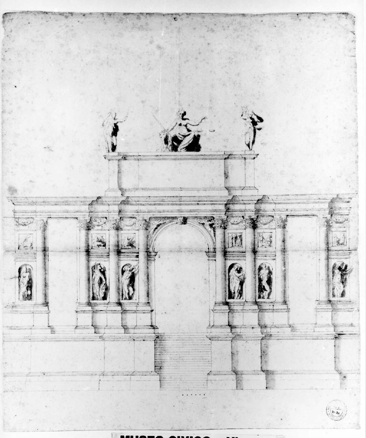 prospetto di edificio (disegno) di Palladio Andrea, India Bernardino (sec. XVI)