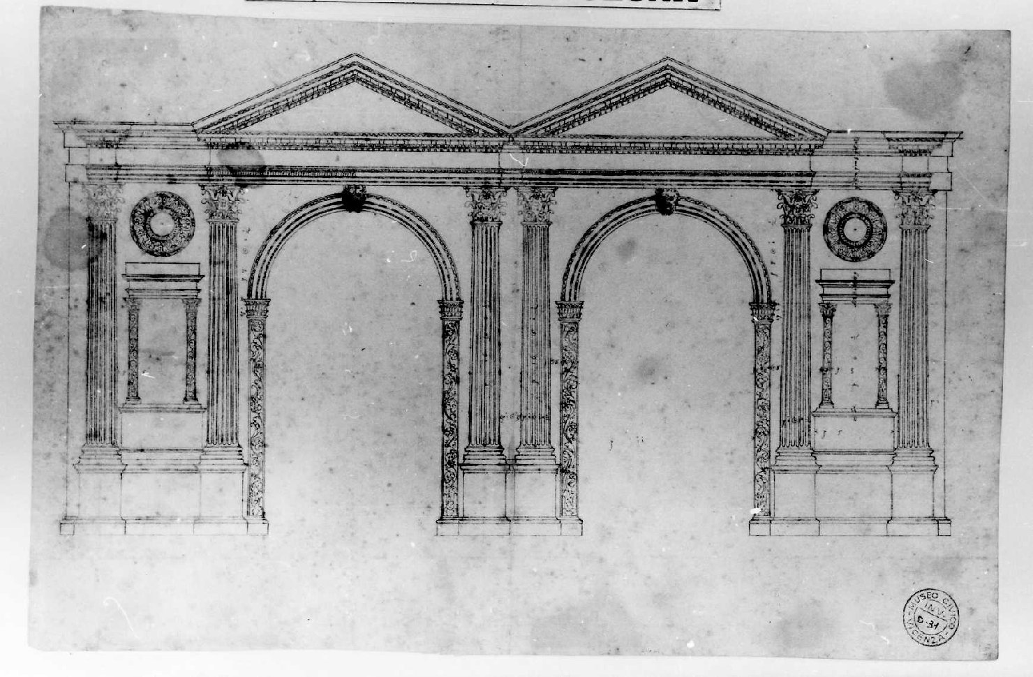 porta monumentale (disegno) di Palladio Andrea (sec. XVI)