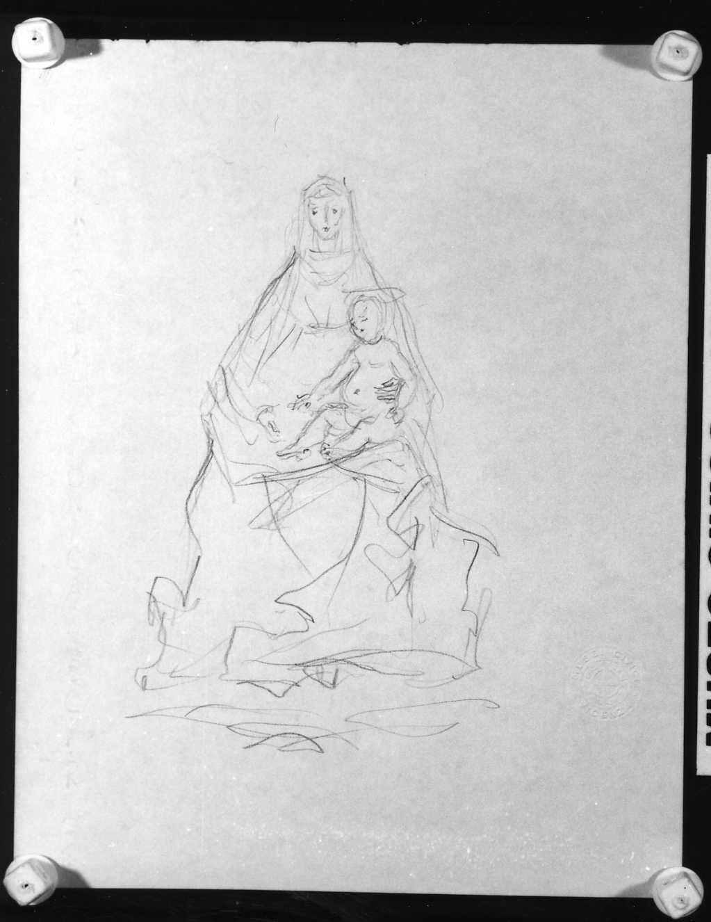 Madonna con Bambino (disegno, serie) di De Maria Otello (sec. XX)