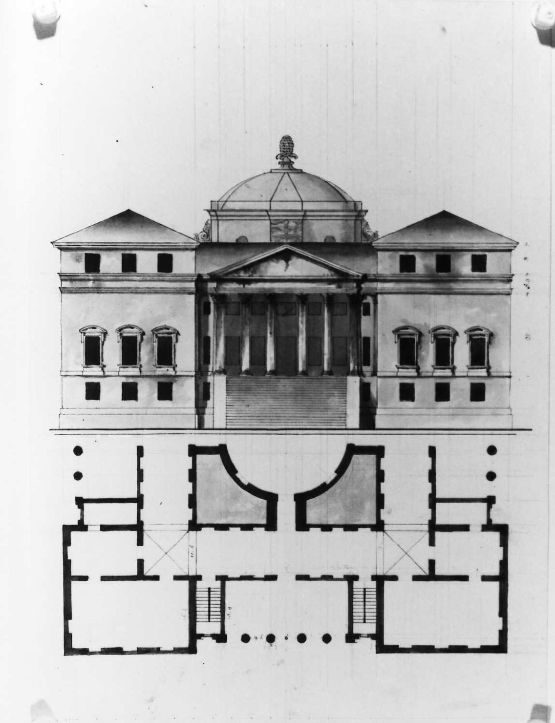 villa Zilio-Grandi ad Arcugnano (VI) (disegno, serie) di Riva Giuseppe (sec. XIX)