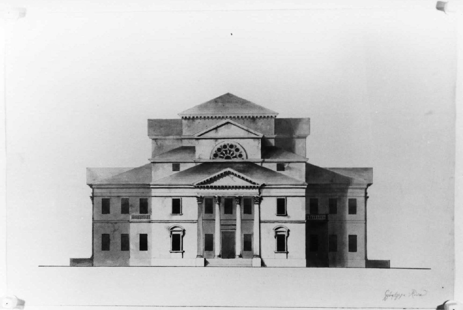 villa Zilio-Grandi ad Arcugnano (VI) (disegno, serie) di Riva Giuseppe (sec. XIX)