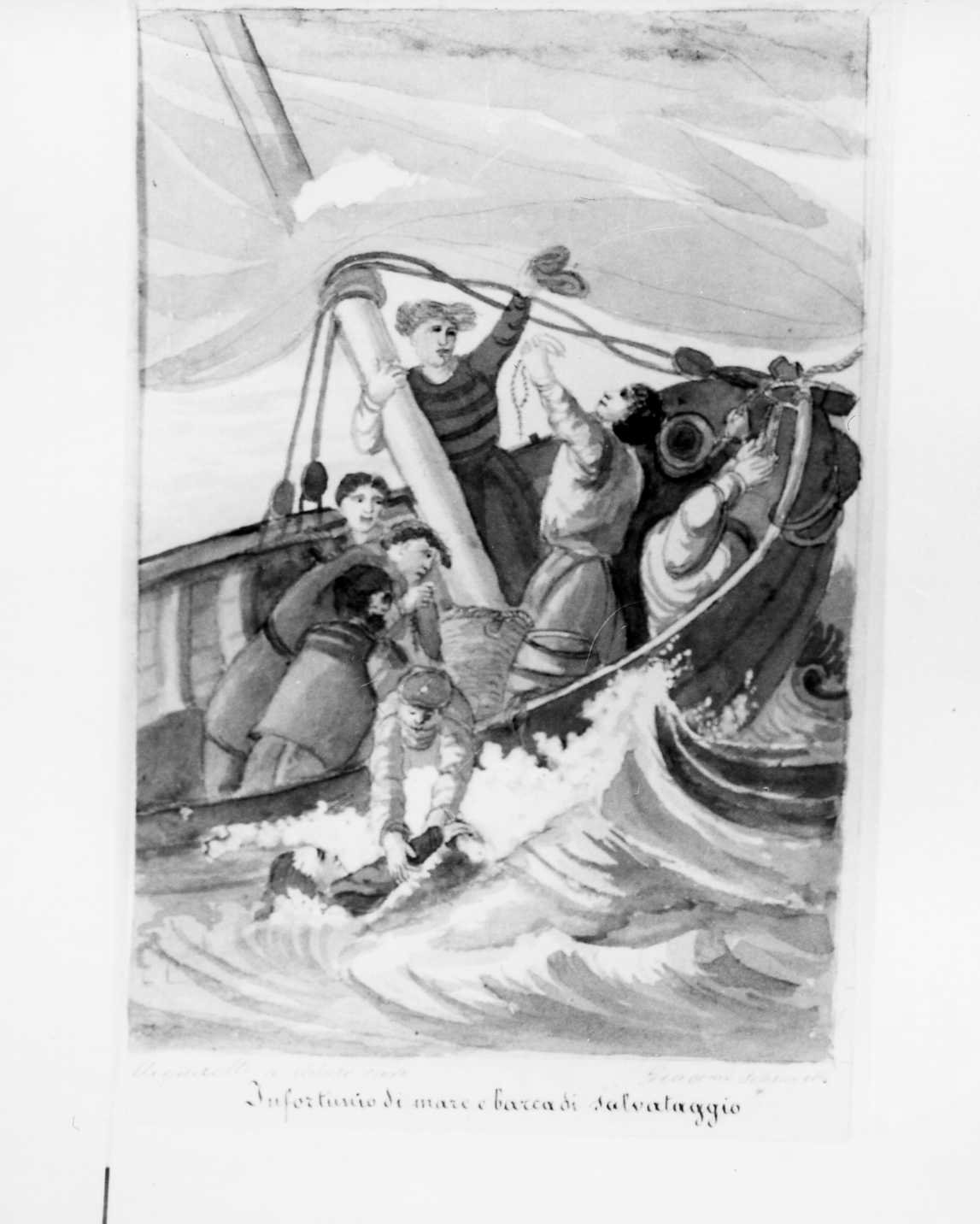 Infortunio di mare, incidente (disegno) di Schiavetto Giacomo (seconda metà sec. XIX)