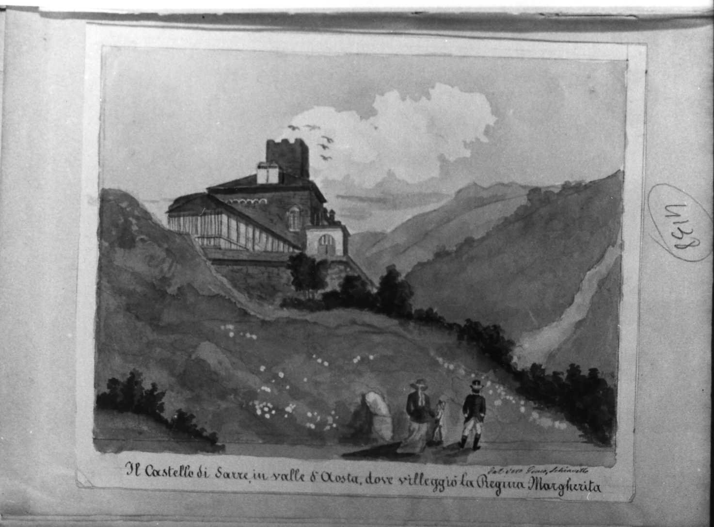 Il castello di Sarre in valle d'Aosta, castello (disegno) di Schiavetto Giacomo (seconda metà sec. XIX)