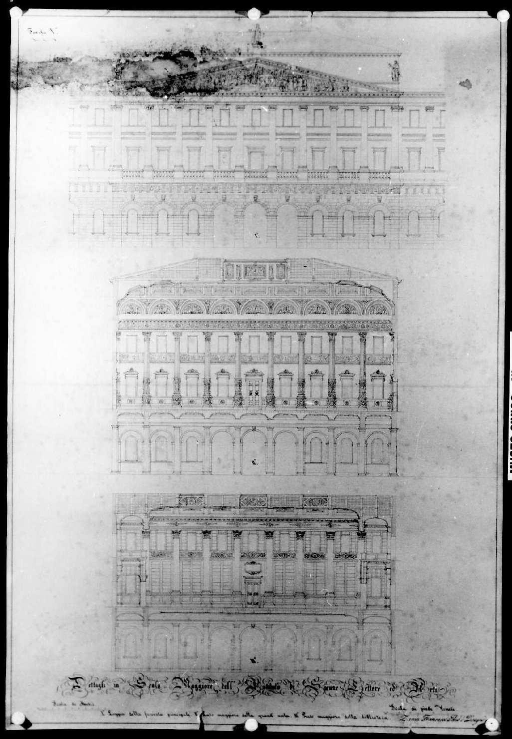prospetto di edificio (disegno, serie) di Zanin Francesco (sec. XIX)
