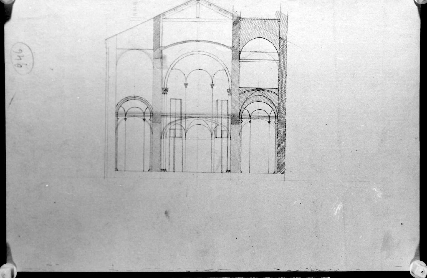 sezione di edificio (disegno) di Malacarne Bartolomeo (sec. XIX)