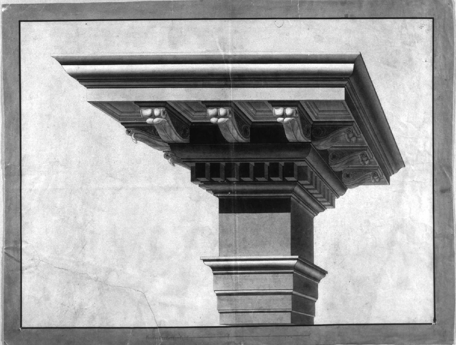 motivi decorativi architettonici (disegno) di Malacarne Bartolomeo (sec. XIX)