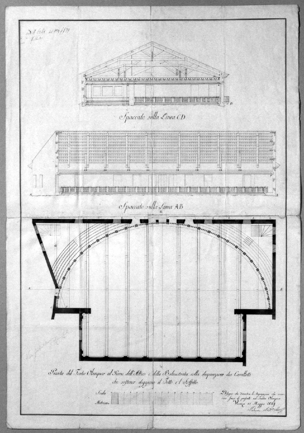 Teatro Olimpico a Vicenza (disegno) di Malacarne Bartolomeo (sec. XIX)