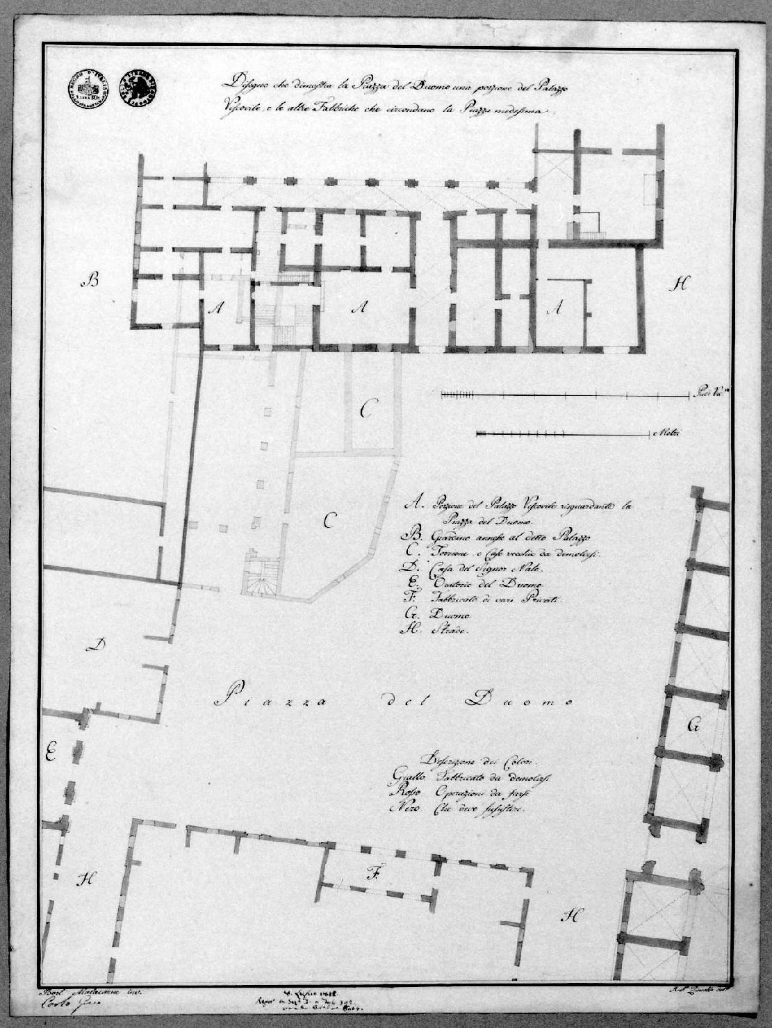 planimetria (disegno) di Malacarne Bartolomeo (sec. XIX)