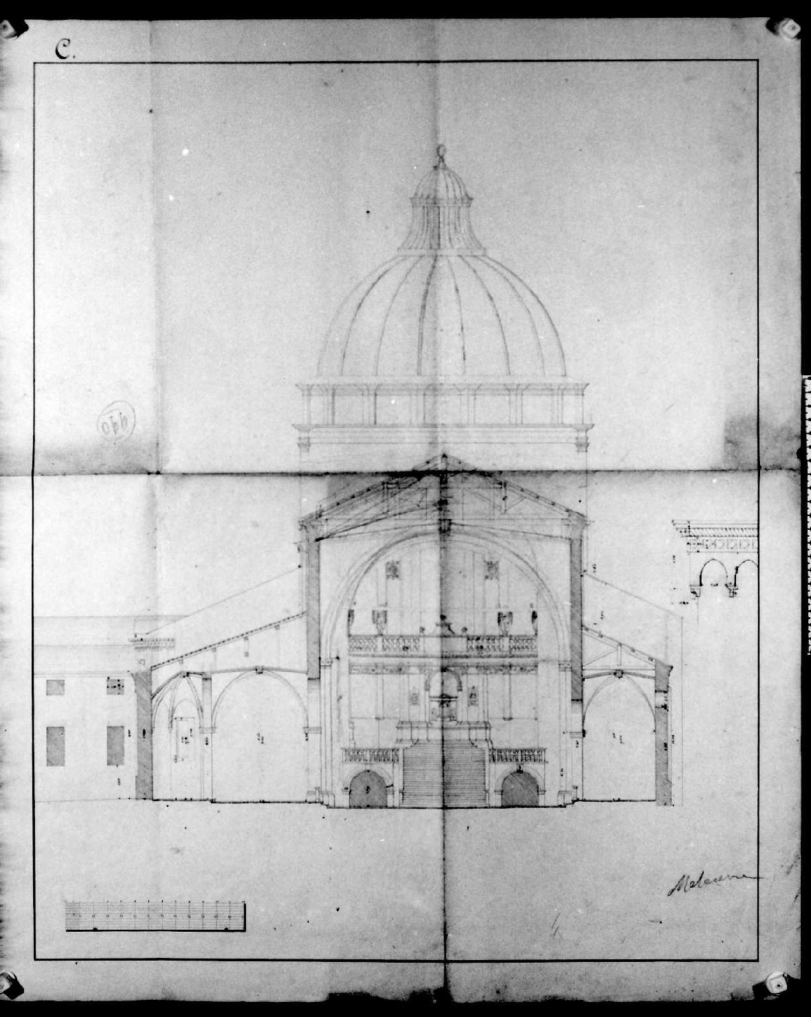 cattedrale di Vicenza (disegno) di Malacarne Bartolomeo (sec. XIX)