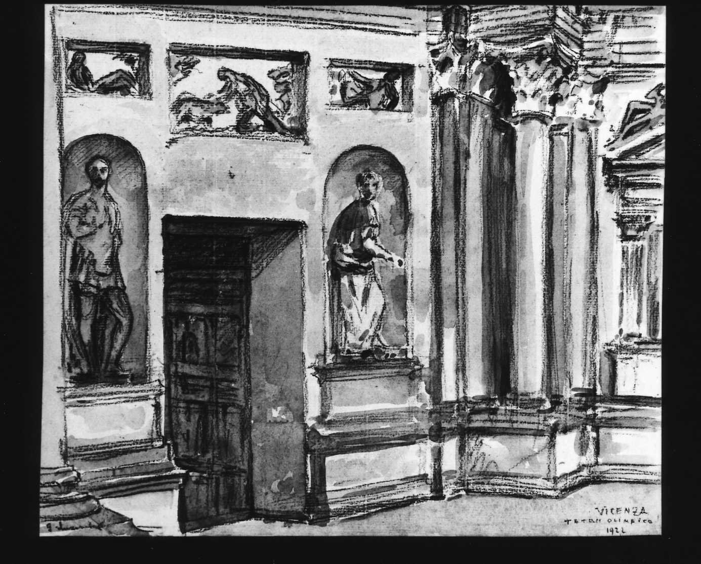 Teatro Olimpico a Vicenza (disegno) di Lukomsky Giorgio (sec. XX)