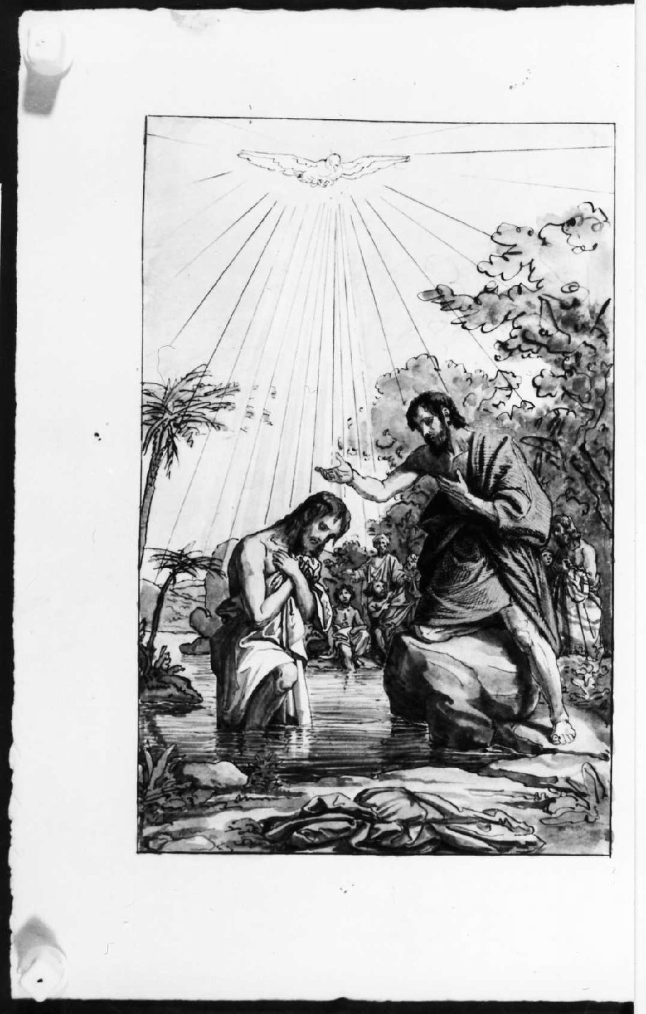 battesimo di Cristo (disegno preparatorio) di Busato Giovanni (sec. XIX)