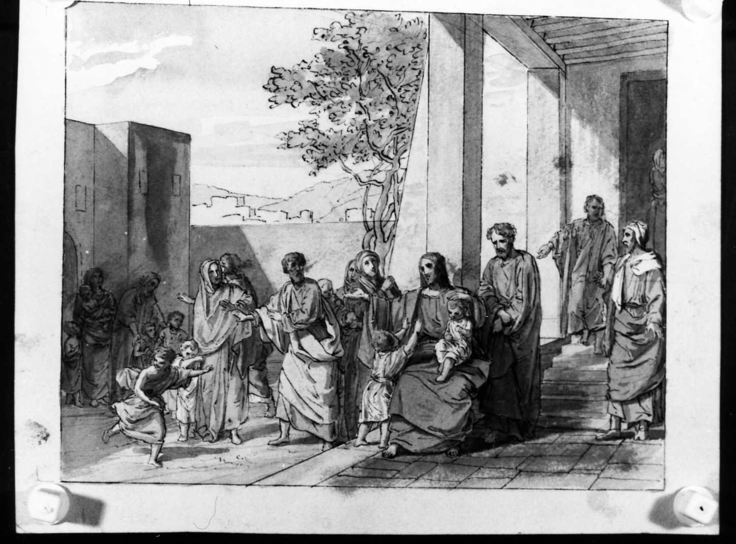 Cristo benedice i fanciulli (disegno preparatorio) di Busato Giovanni (sec. XIX)