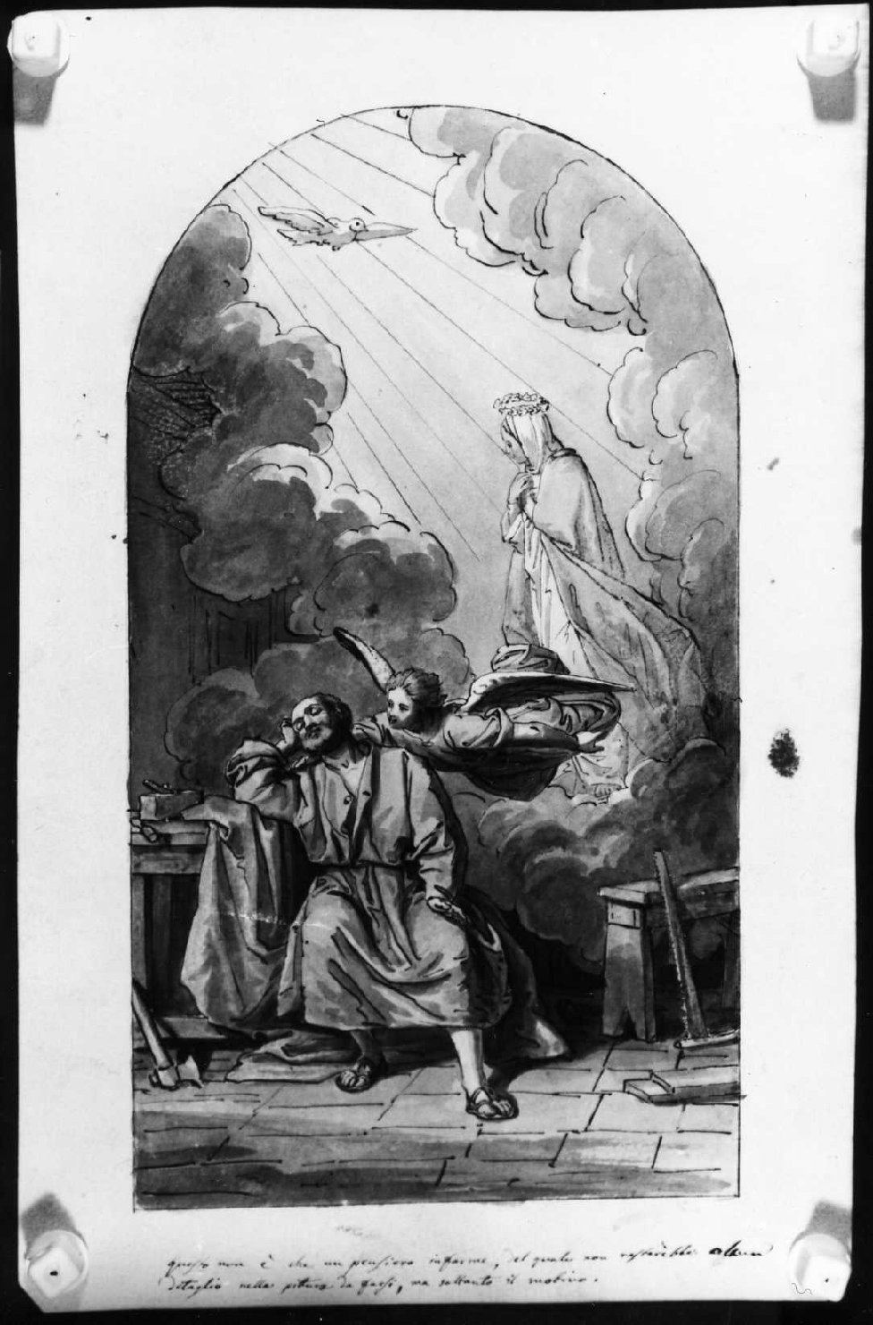 sogno di San Giuseppe (disegno preparatorio) di Busato Giovanni (sec. XIX)