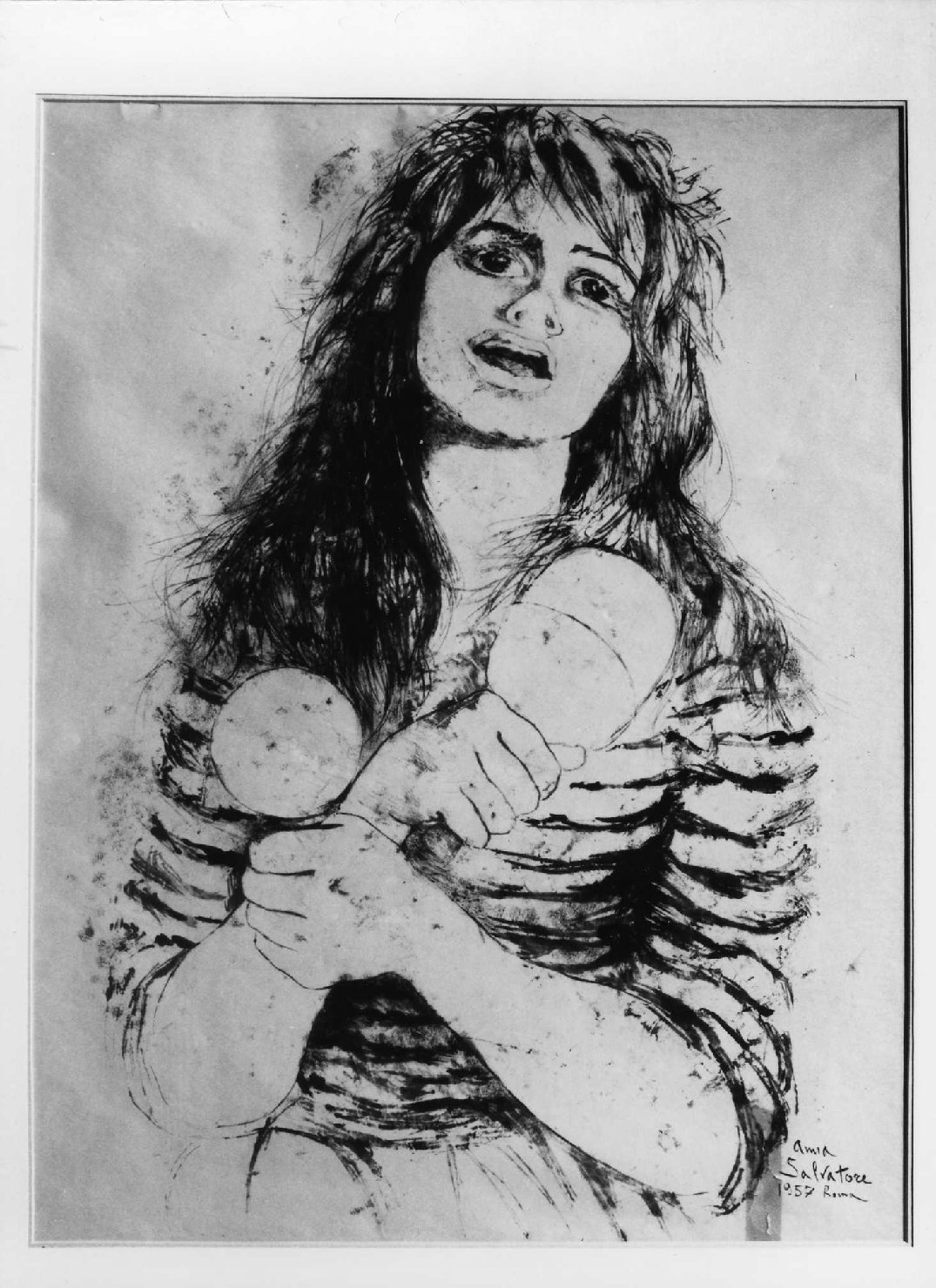 ritratto di donna (disegno) di Salvatore Anna (sec. XX)