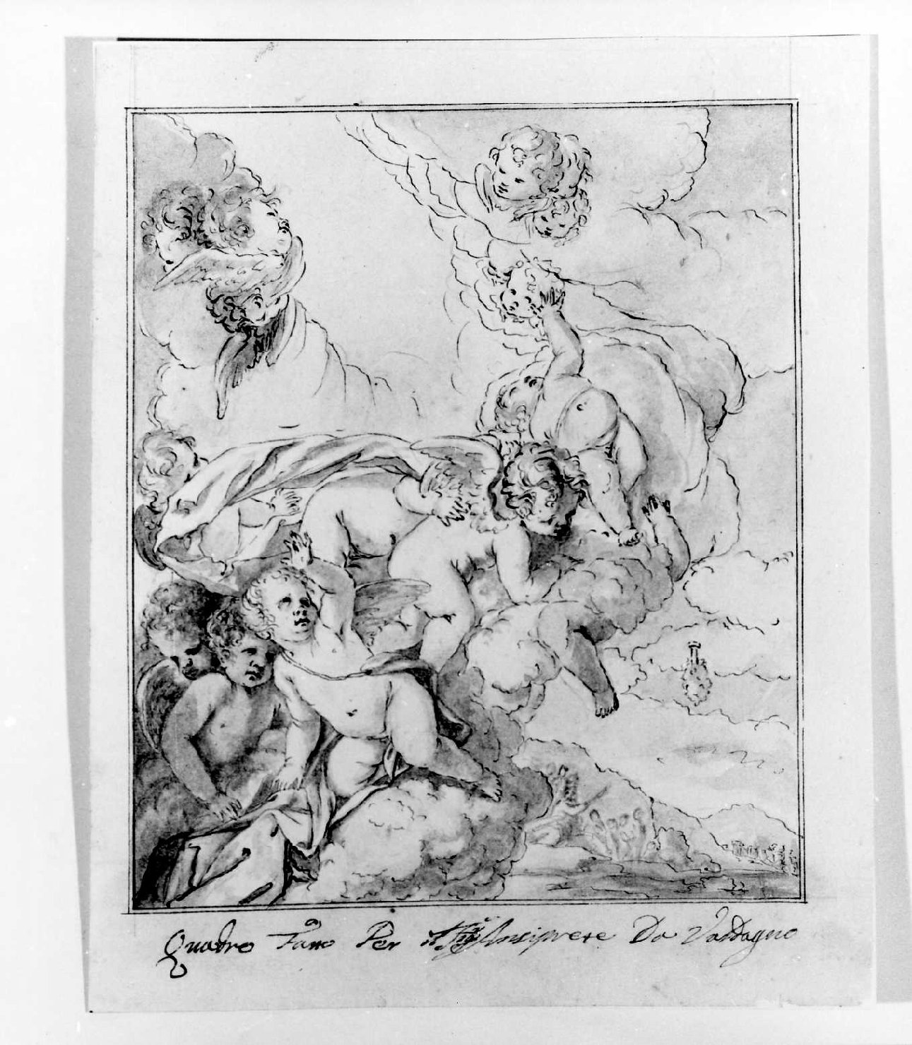 putti alati (disegno) di De Pieri Giovanni Antonio detto Zoppo Vicentino (sec. XVIII)