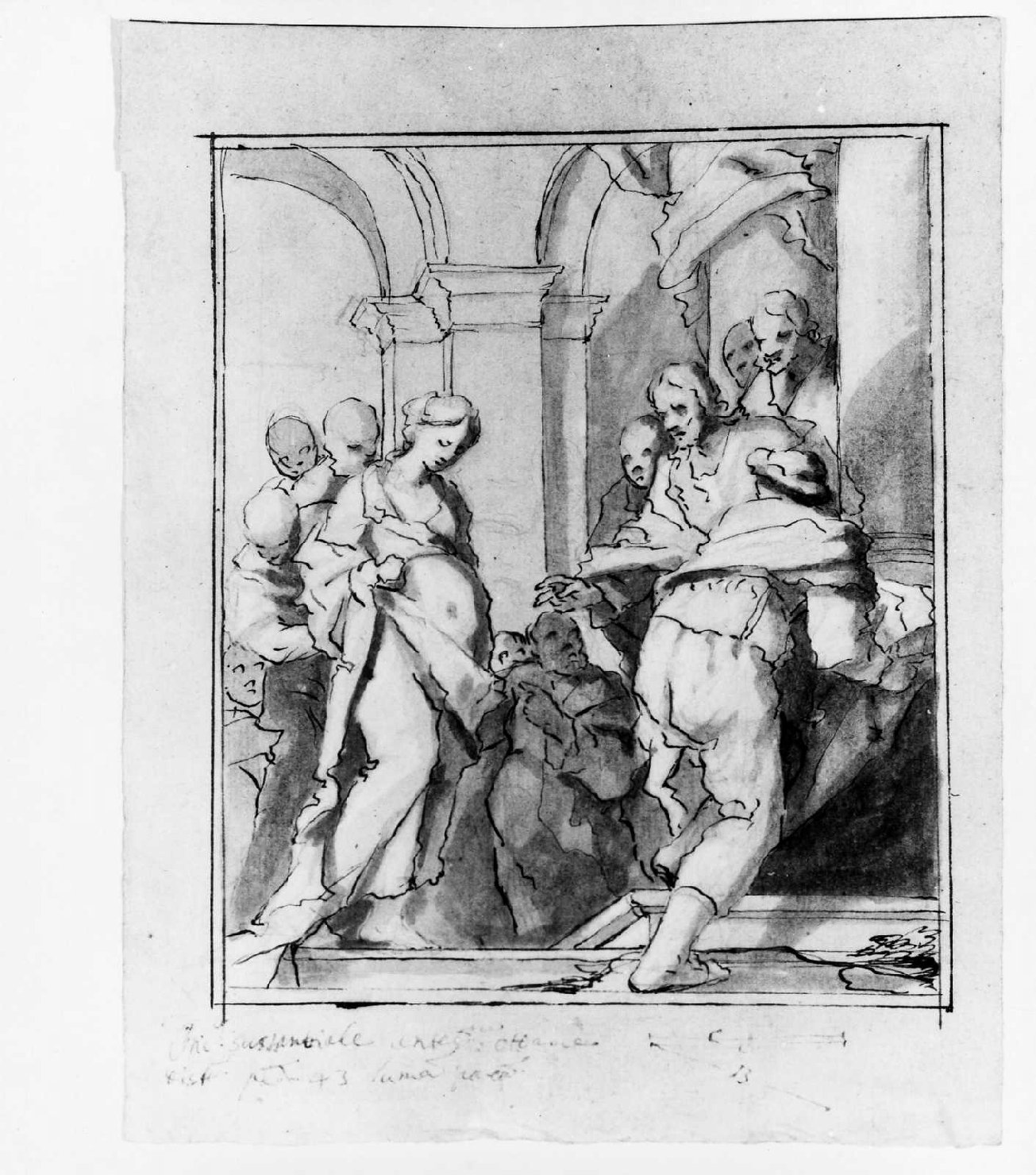 Cristo e l'adultera (disegno) di De Pieri Giovanni Antonio detto Zoppo Vicentino (prima metà sec. XVIII)