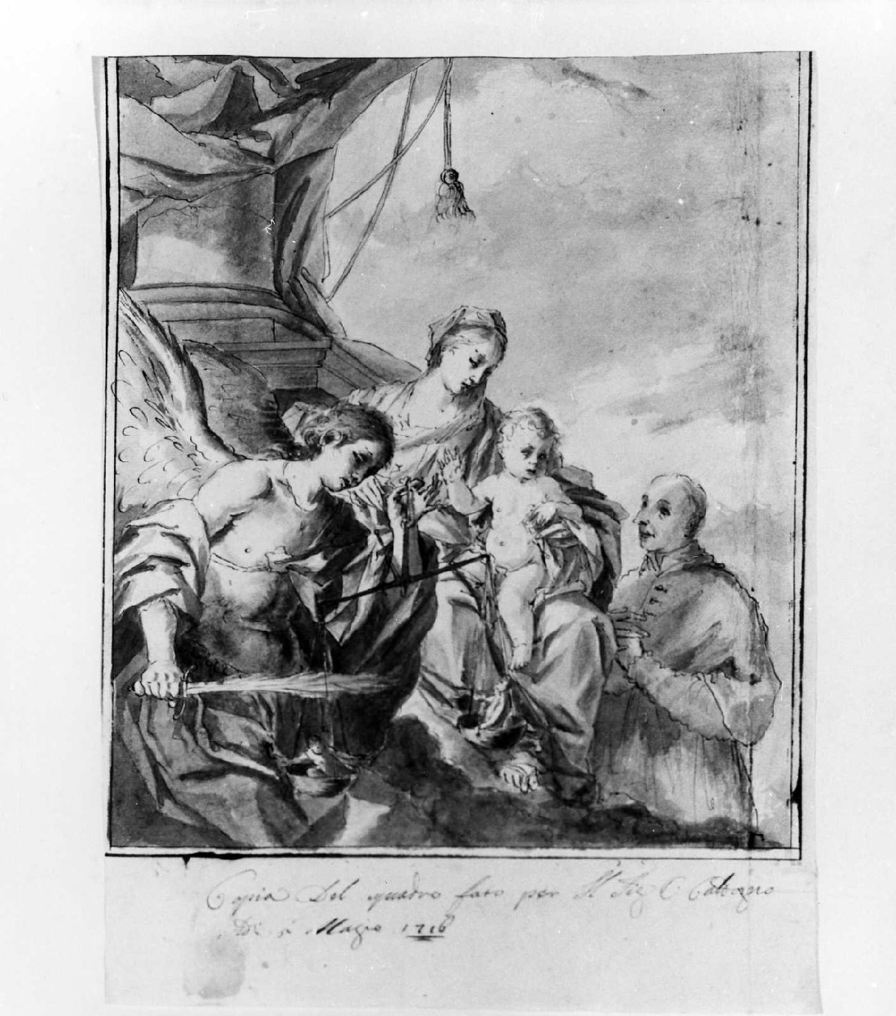 Madonna con Bambino e Santi (disegno) di De Pieri Giovanni Antonio detto Zoppo Vicentino (sec. XVIII)