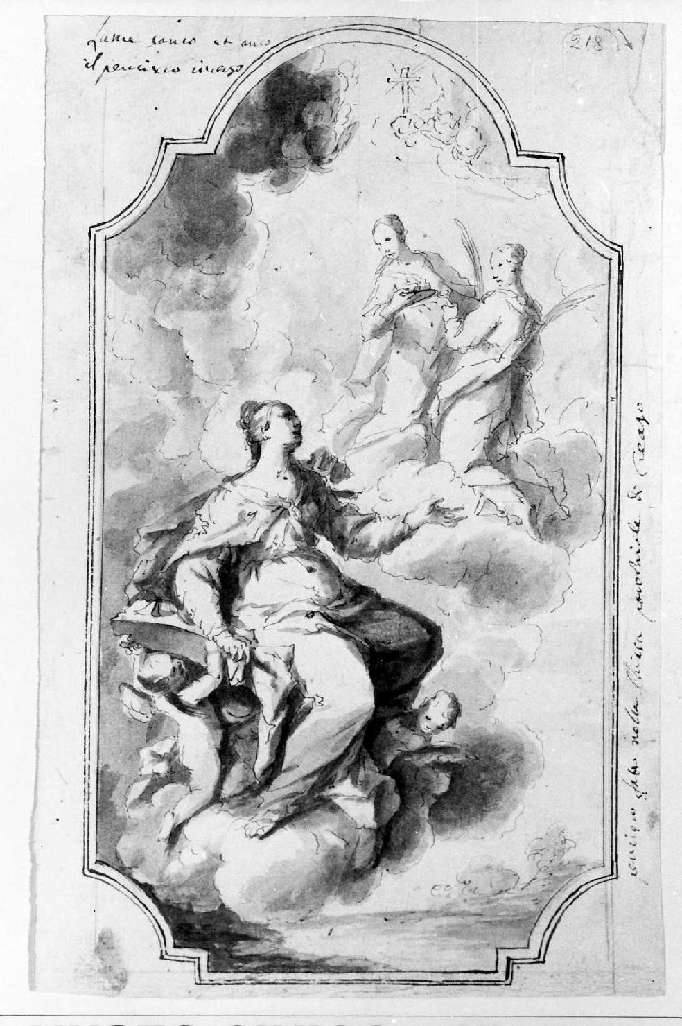 Santa Caterina d'Alessandria, Santa Apollonia e Santa Lucia (disegno) di De Pieri Giovanni Antonio detto Zoppo Vicentino (sec. XVIII)