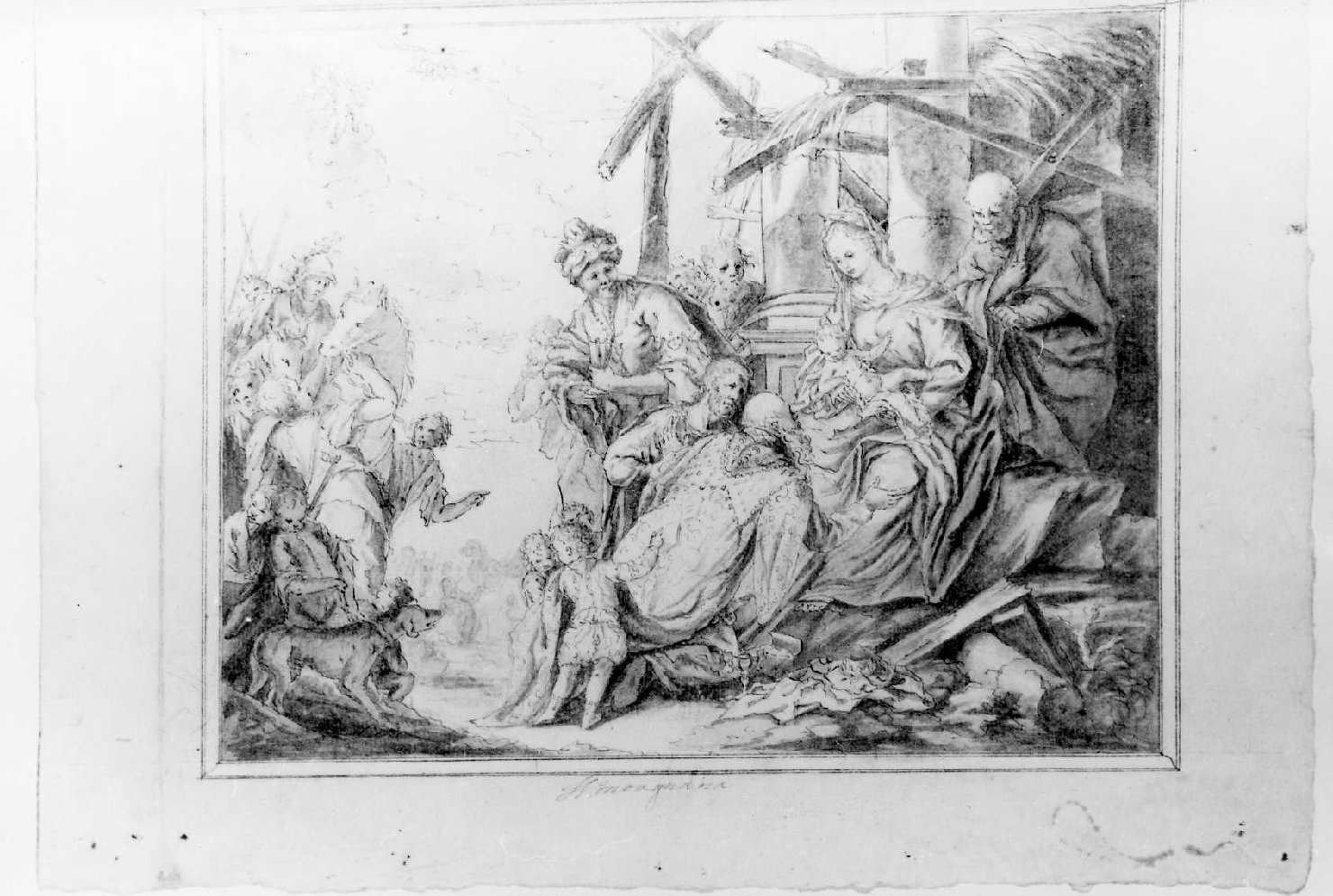 adorazione dei Re Magi (disegno) di De Pieri Giovanni Antonio detto Zoppo Vicentino (sec. XVIII)