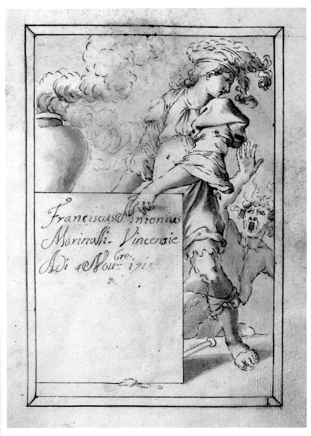figura allegorica (disegno, serie) di Marinali Francesco (sec. XVIII)
