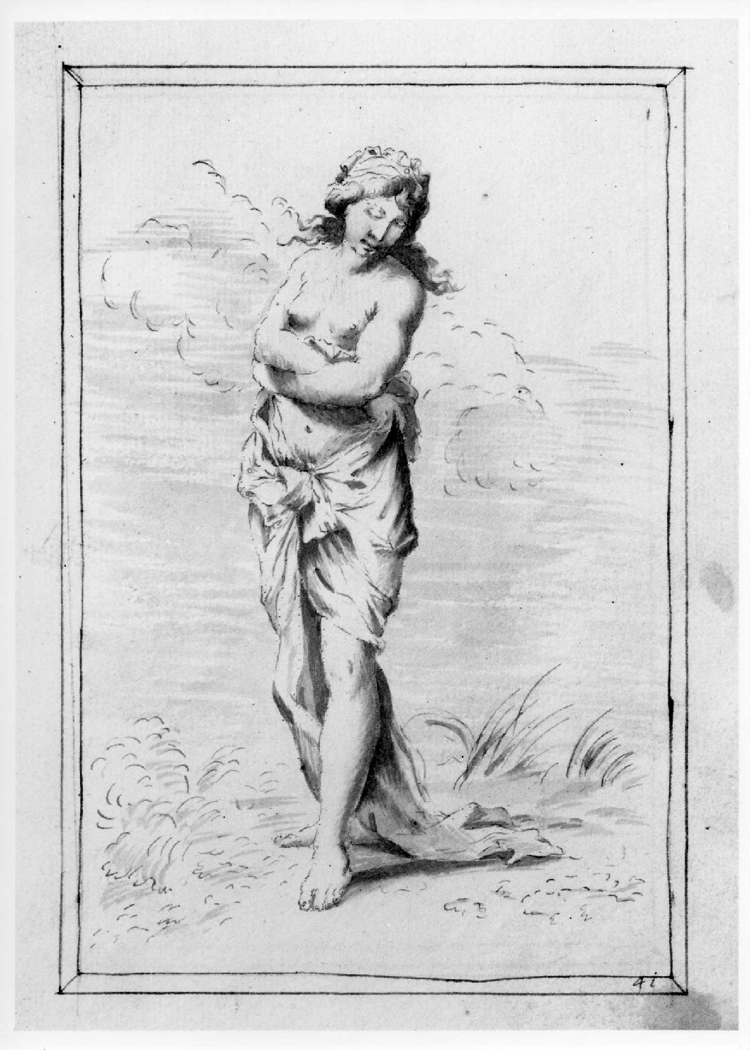 figura femminile drappeggiata (disegno, serie) di Marinali Francesco (sec. XVIII)