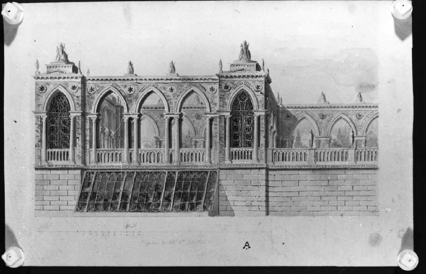 veduta di un palazzo (disegno) di Picutti Giovanni, Picutti Bartolomeo (sec. XIX)