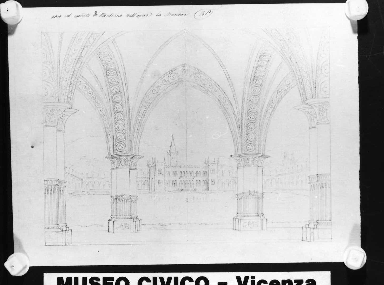 veduta di un palazzo (disegno) di Picutti Bartolomeo (sec. XIX)