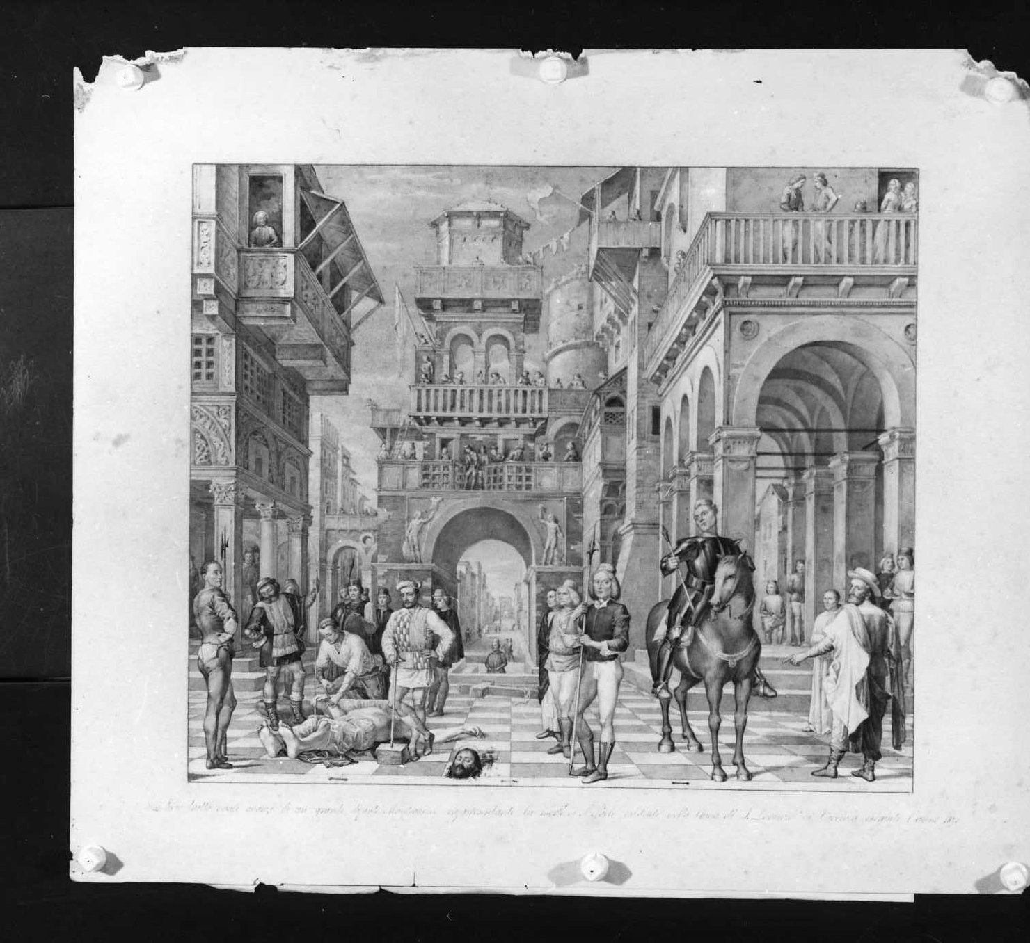 martirio di San Paolo (disegno) di Bellio Giovanni (sec. XIX)