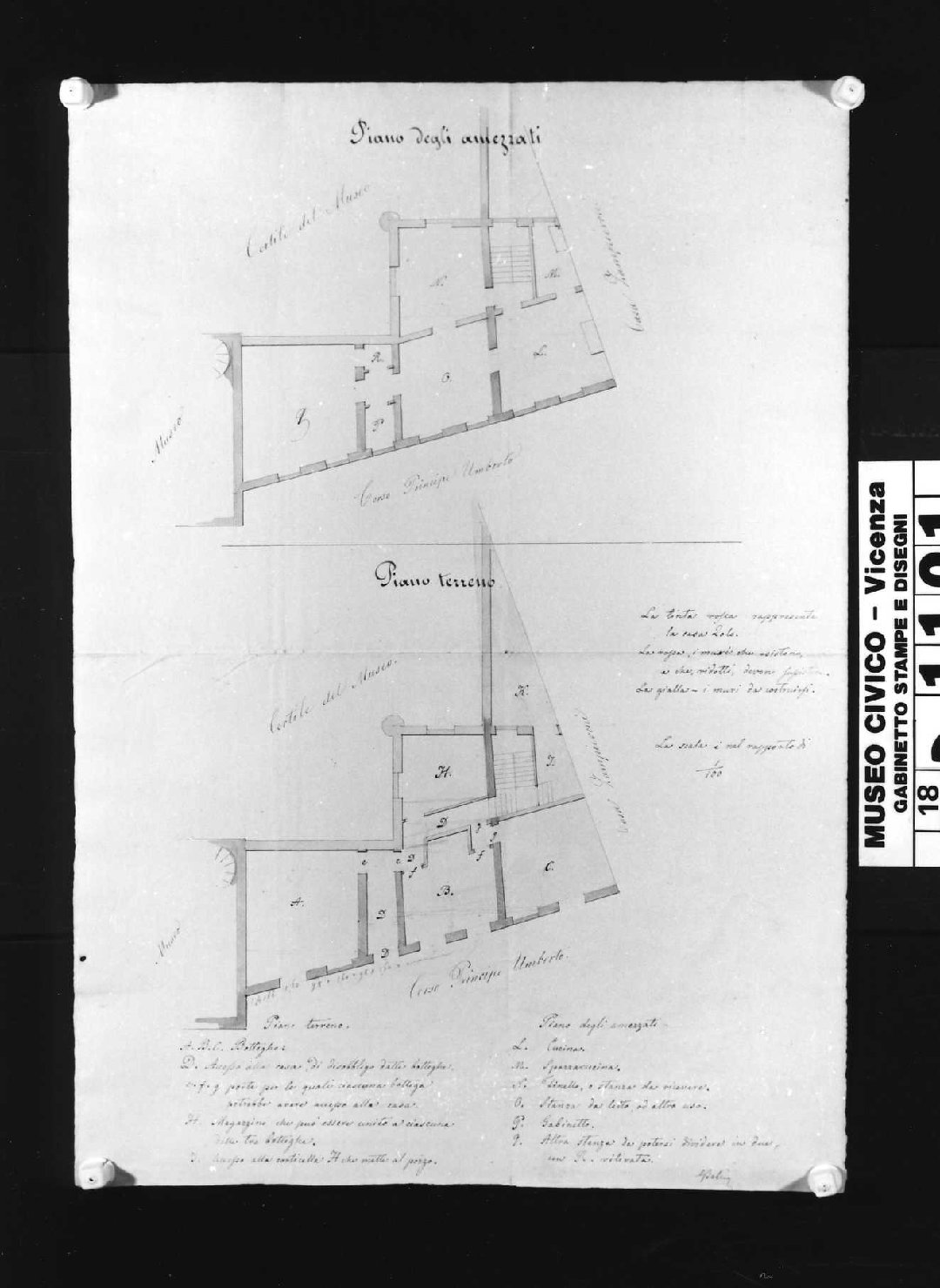 palazzo Chiericati a Vicenza (disegno) di Bellio Giovanni (sec. XIX)