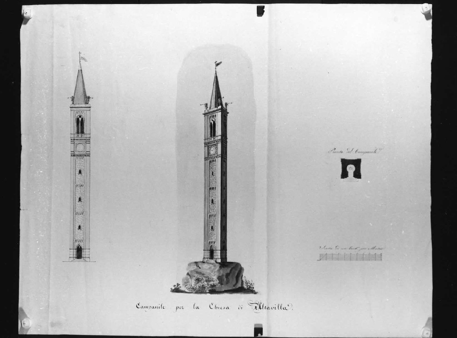 campanile (disegno) di Bellio Giovanni (sec. XIX)