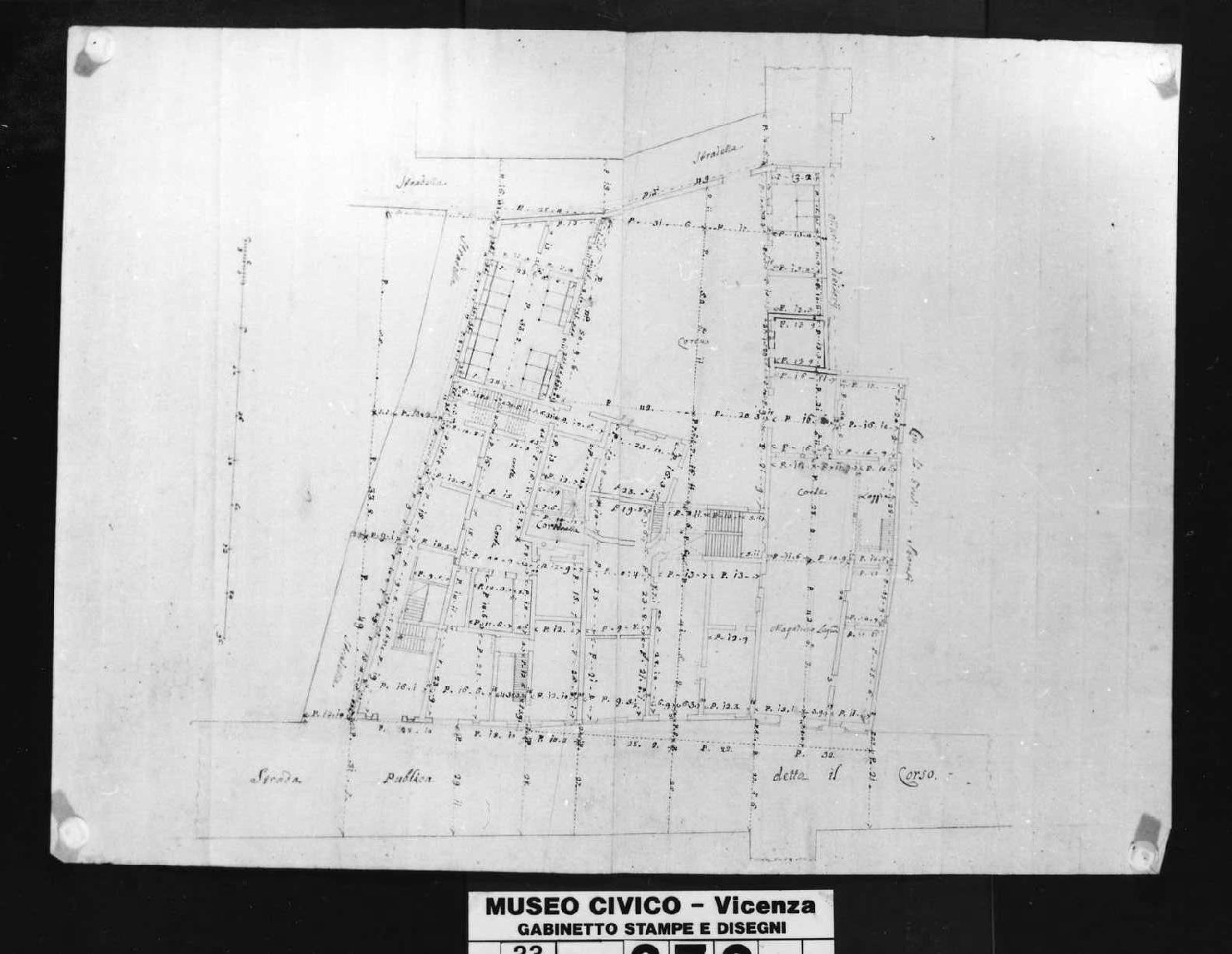 palazzo Loschi a Vicenza (disegno, serie) di Calderari Ottone Maria (sec. XVIII)