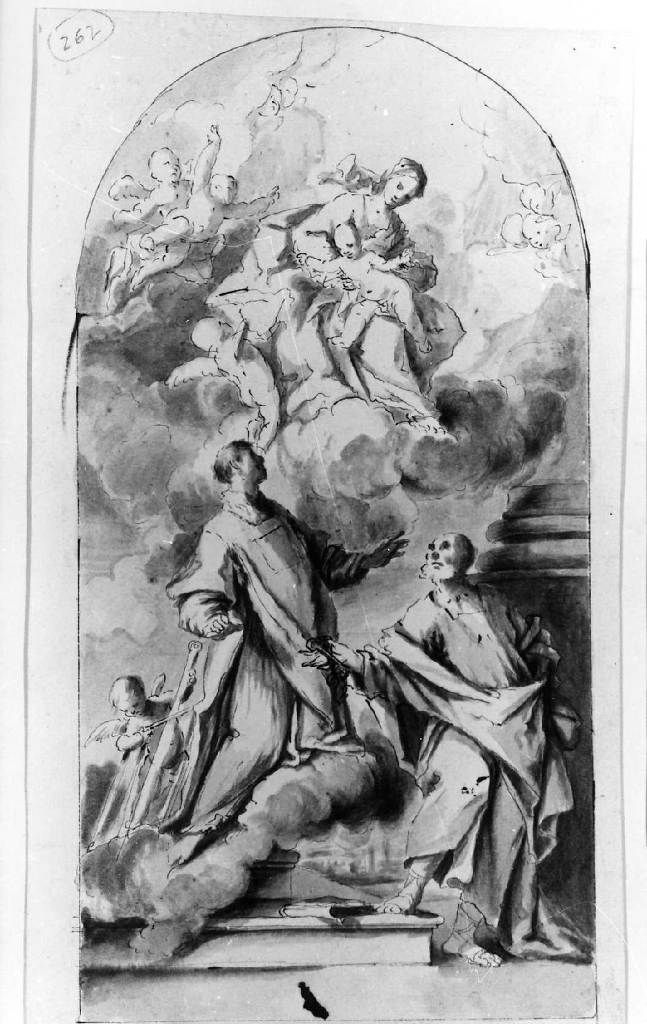 Madonna con Bambino e Santi (disegno) di De Pieri Giovanni Antonio detto Zoppo Vicentino (sec. XVIII)