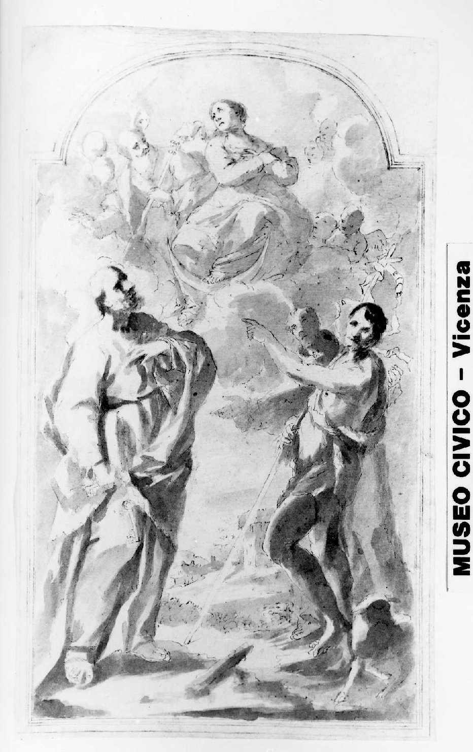 Madonna in gloria e Santi (disegno) di De Pieri Giovanni Antonio detto Zoppo Vicentino (sec. XVIII)