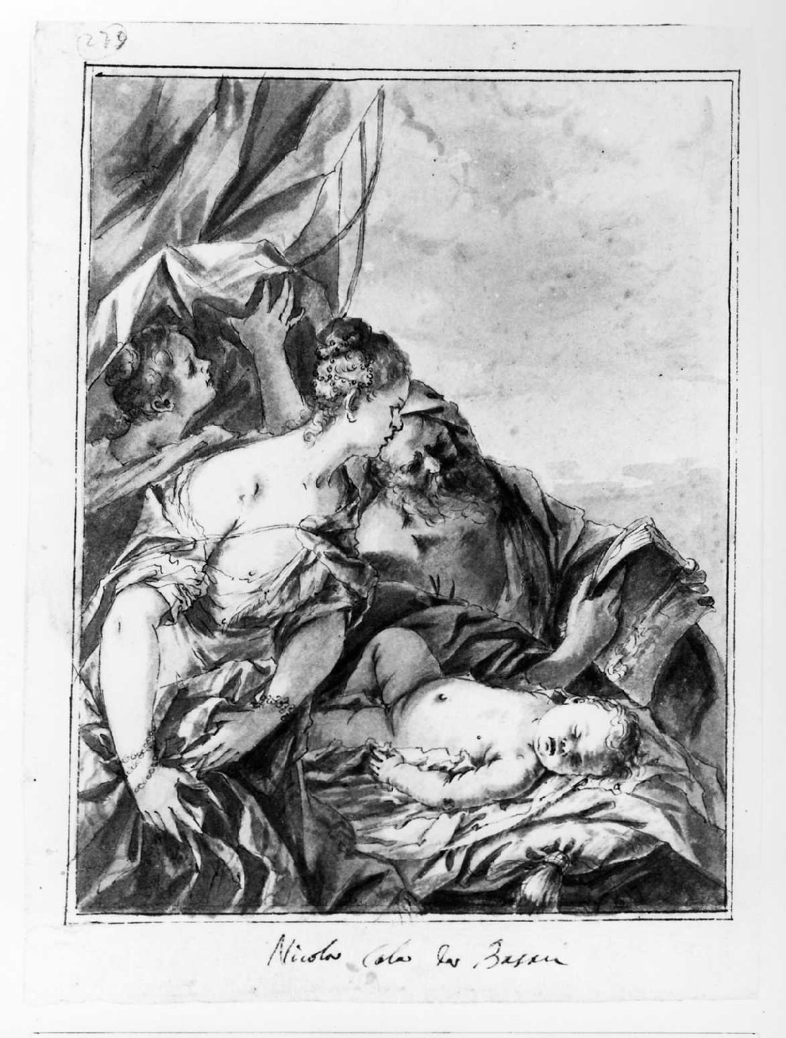 Sacra Famiglia (disegno) di De Pieri Giovanni Antonio detto Zoppo Vicentino (sec. XVIII)