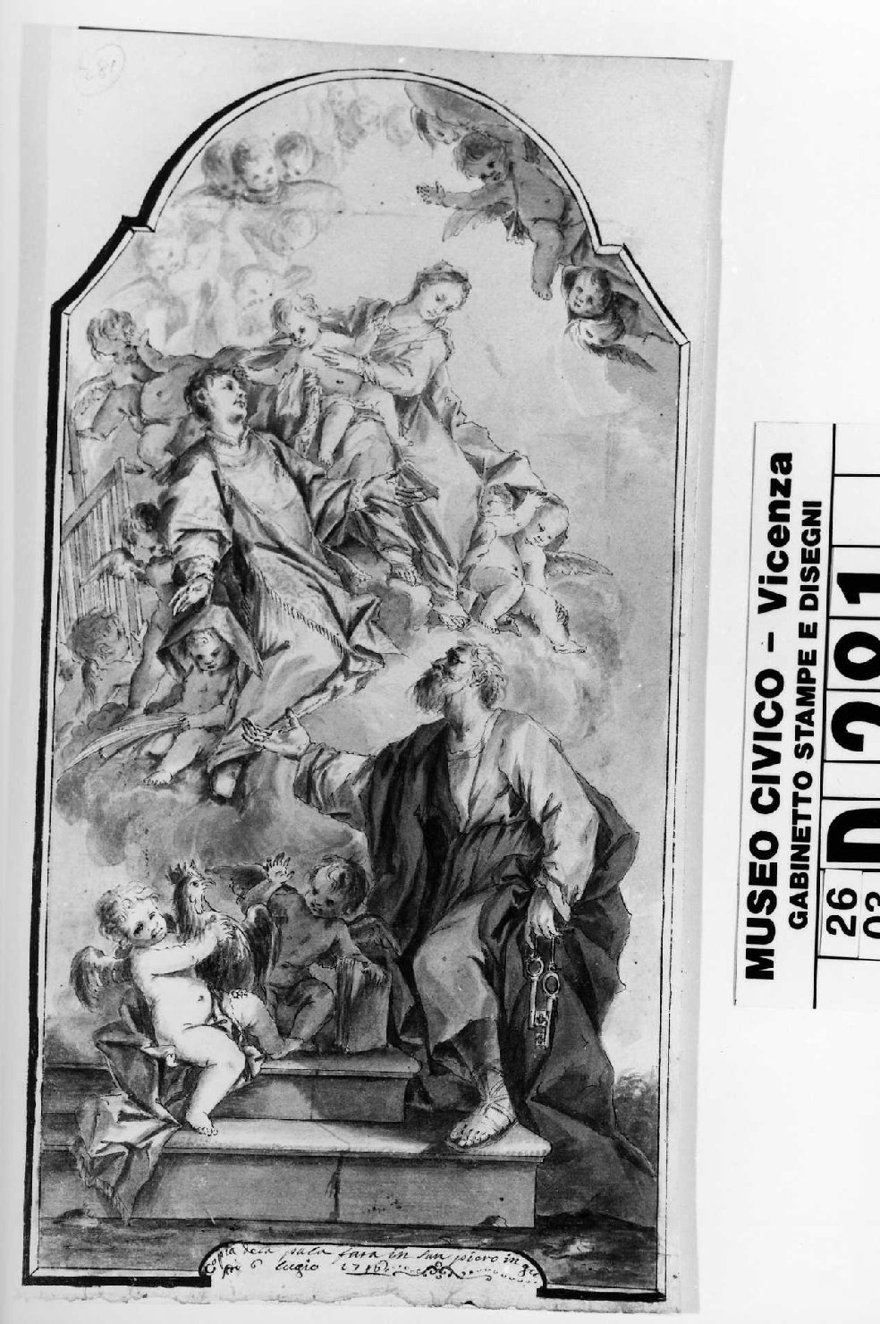 Madonna con Bambino e Santi (disegno) di De Pieri Giovanni Antonio detto Zoppo Vicentino (sec. XVIII)