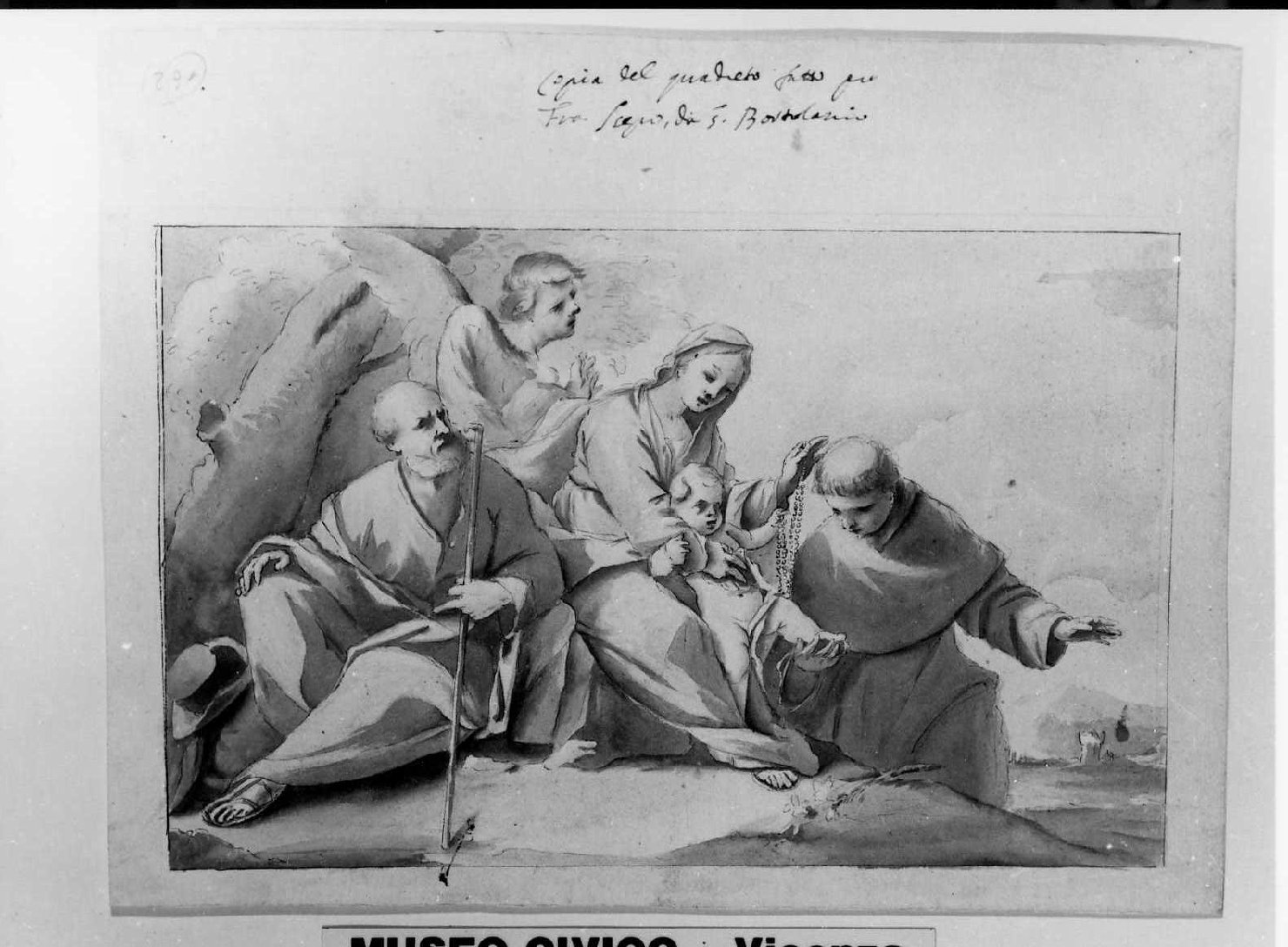 Sacra Famiglia con Sant'Antonio da Padova (disegno) di De Pieri Giovanni Antonio detto Zoppo Vicentino (sec. XVIII)