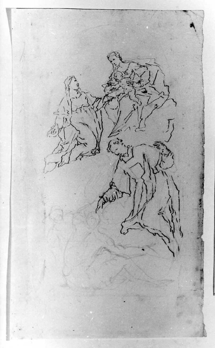 Sant'Anna con la Madonna e Gesù Bambino (disegno) di De Pieri Giovanni Antonio detto Zoppo Vicentino (sec. XVIII)