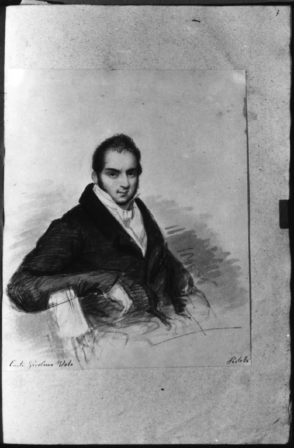 Ritratto del Conte Girolamo Velo, ritratto d'uomo (disegno, serie) di Perlotto Tito Catone (sec. XIX)