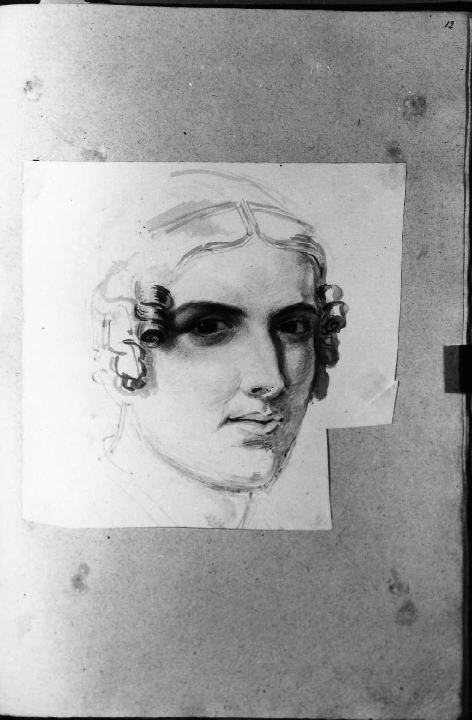testa di donna (disegno, serie) di Perlotto Tito Catone (sec. XIX)