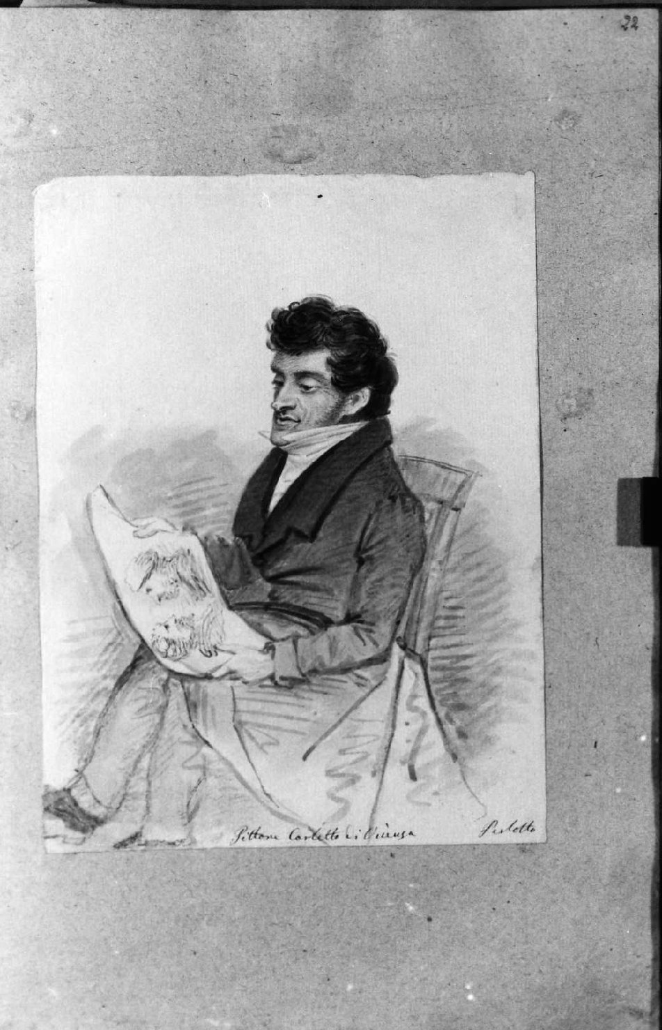 Ritratto del pittore Carletto, ritratto d'uomo (disegno, serie) di Perlotto Tito Catone (sec. XIX)