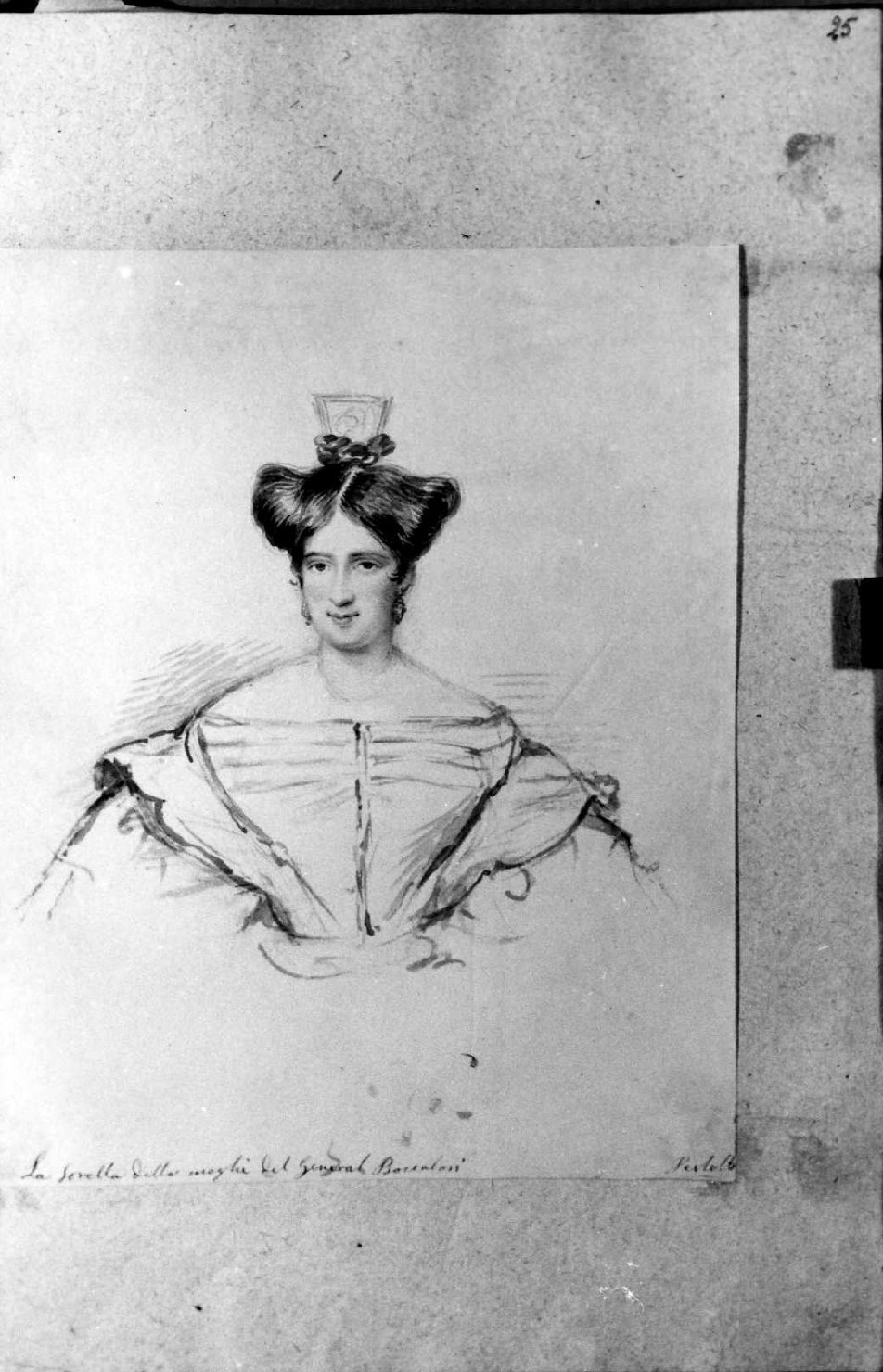 Ritratto della sorella della moglie del Generale Boccalari, ritratto di donna (disegno, serie) di Perlotto Tito Catone (sec. XIX)