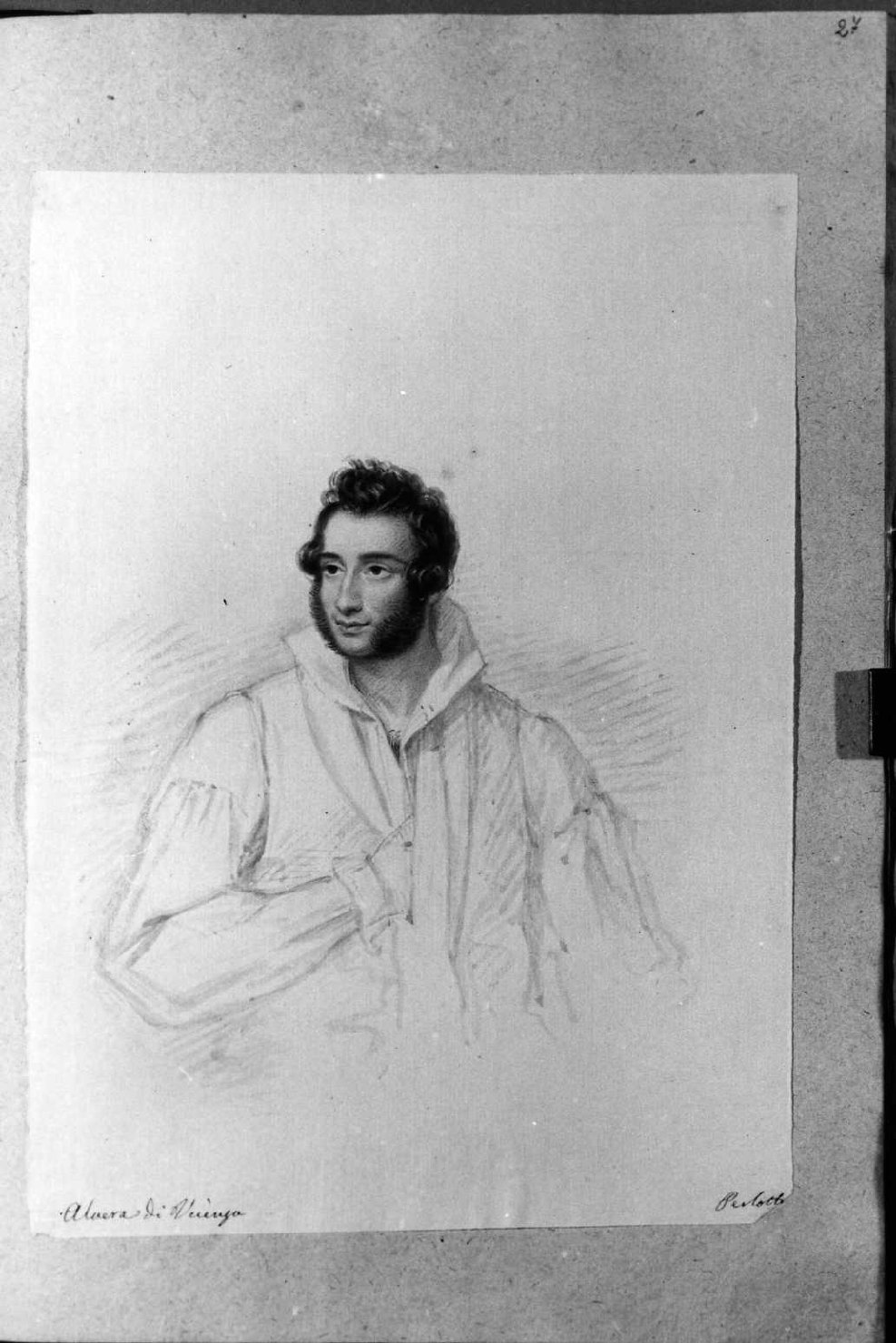 Ritratto di Pietro (?) Alverà, ritratto d'uomo (disegno, serie) di Perlotto Tito Catone (sec. XIX)