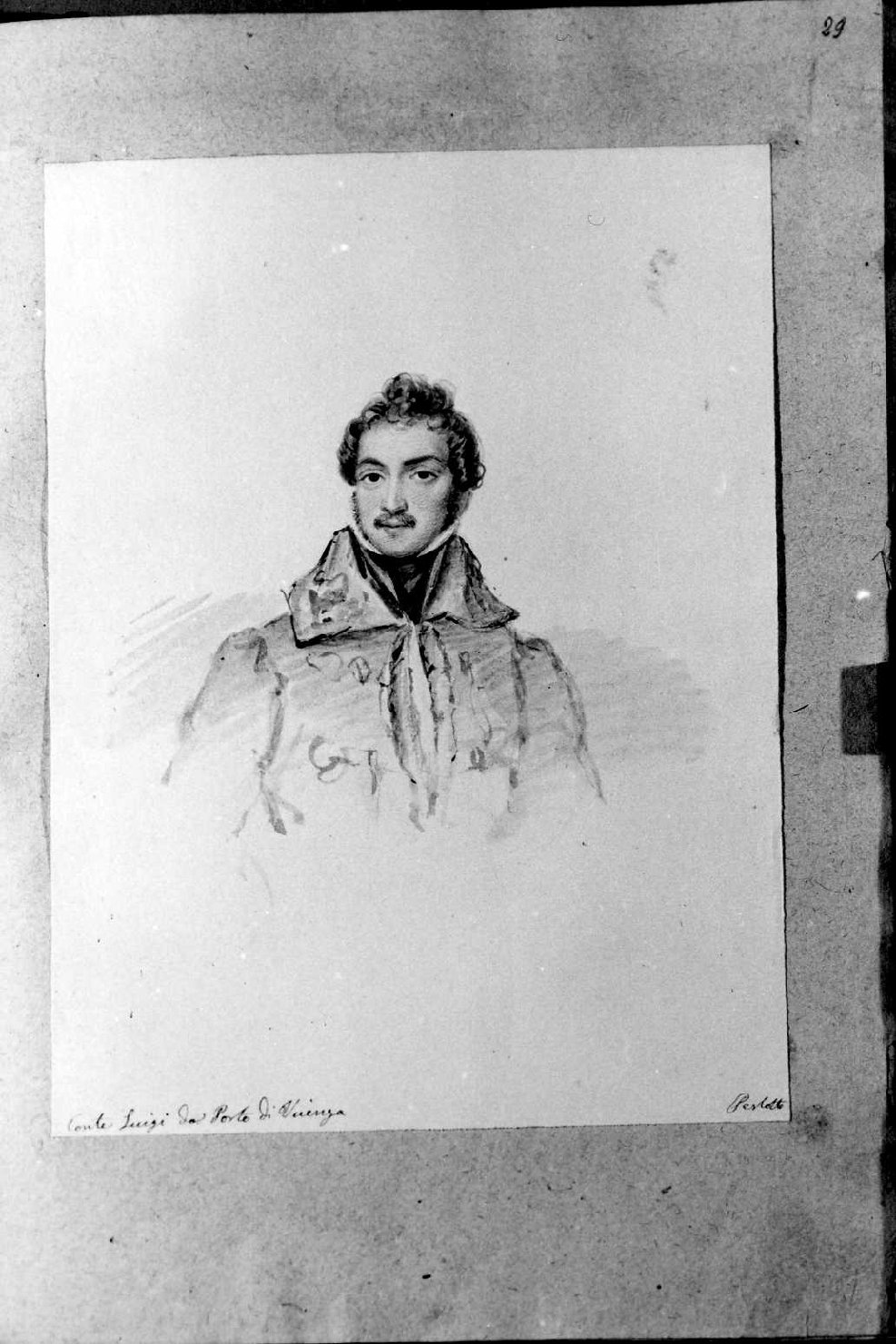 Ritratto del conte Luigi Da Porto, ritratto d'uomo (disegno, serie) di Perlotto Tito Catone (sec. XIX)
