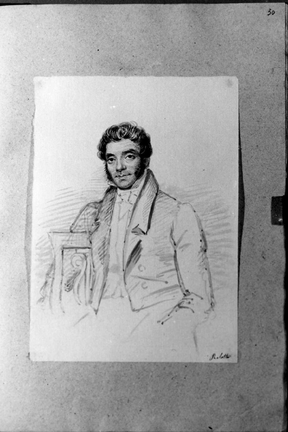 ritratto d'uomo (disegno, serie) di Perlotto Tito Catone (sec. XIX)