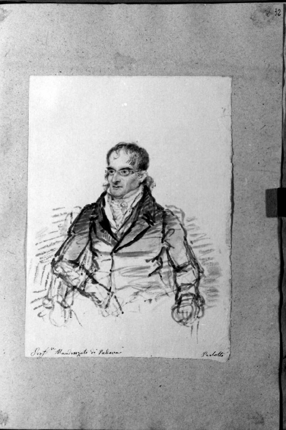 Ritratto del professor Mandruzato, ritratto d'uomo (disegno, serie) di Perlotto Tito Catone (sec. XIX)