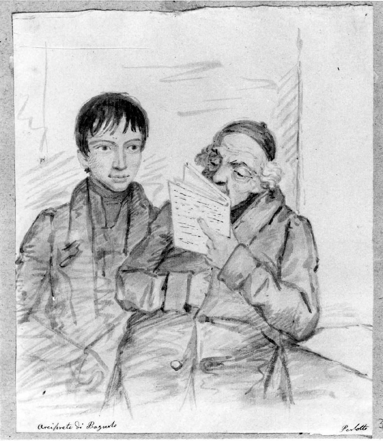 Arciprete di Bagnolo, ritratto di prelato (disegno, serie) di Perlotto Tito Catone (sec. XIX)