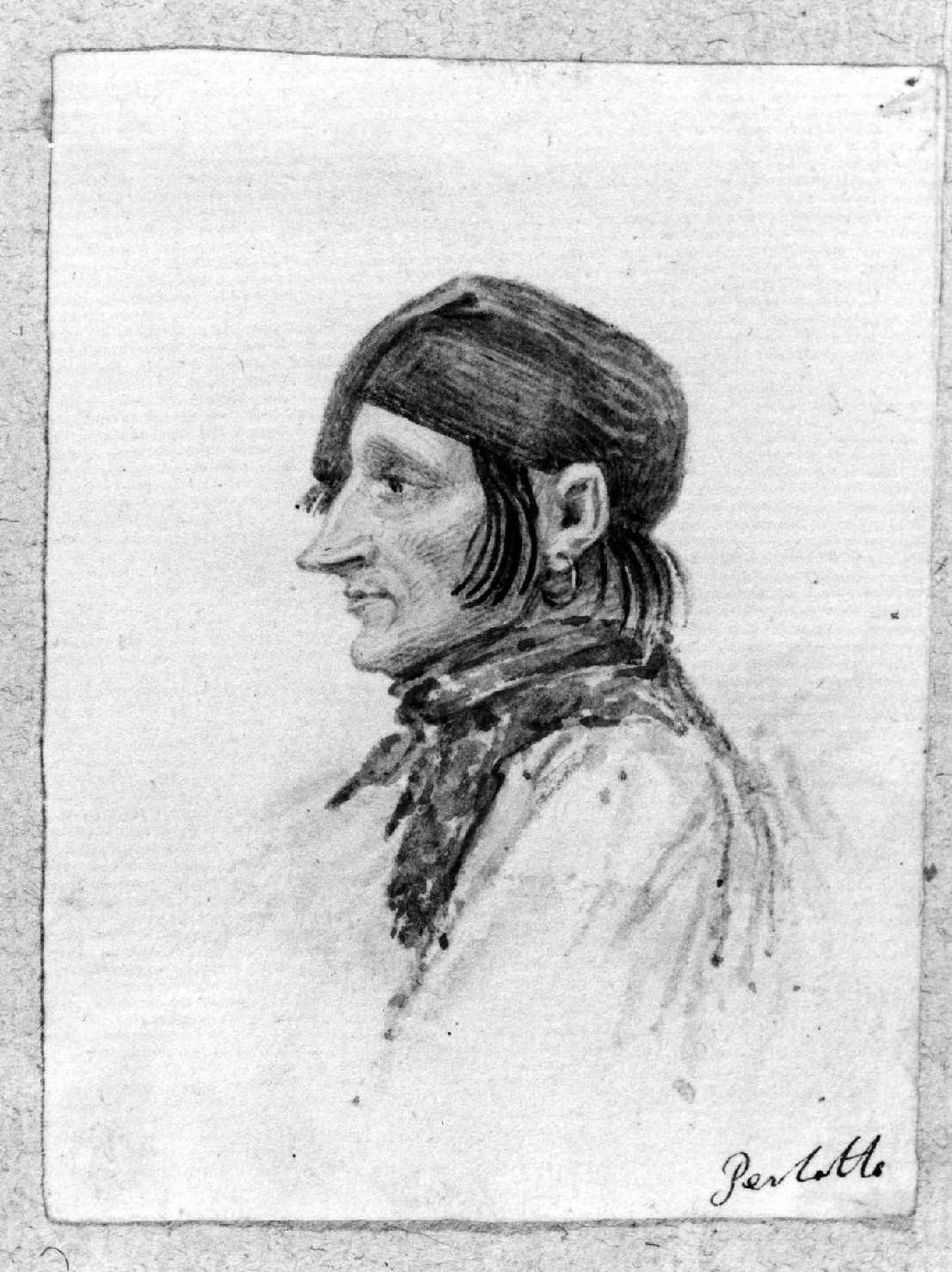 ritratto d'uomo (disegno, serie) di Perlotto Tito Catone (sec. XIX)