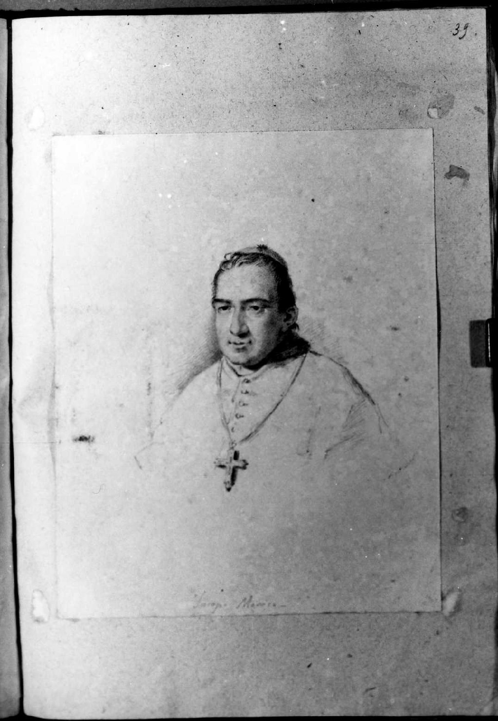 Ritratto di Jacopo Monico, ritratto di prelato (disegno, serie) di Perlotto Tito Catone (sec. XIX)